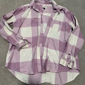 Universal Thread Large Relaxed Fit Pink Checkered Flannel Button Up Front Tye